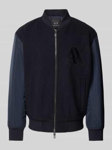 ARMANI EXCHANGE Bomberjacke mit Label-Stitching in Dunkelblau, Größe L