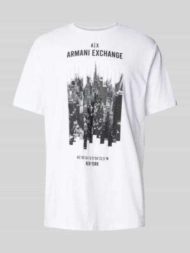 ARMANI EXCHANGE T-Shirt mit Label-Motiv-Print in Weiss, Größe L