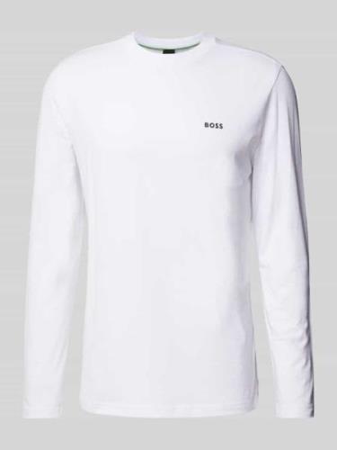 BOSS Green Longsleeve mit Label-Print in Weiss, Größe L