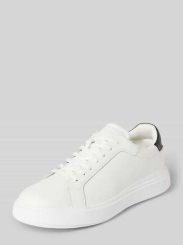 CK Calvin Klein Ledersneaker mit Label-Prägung in Weiss, Größe 40