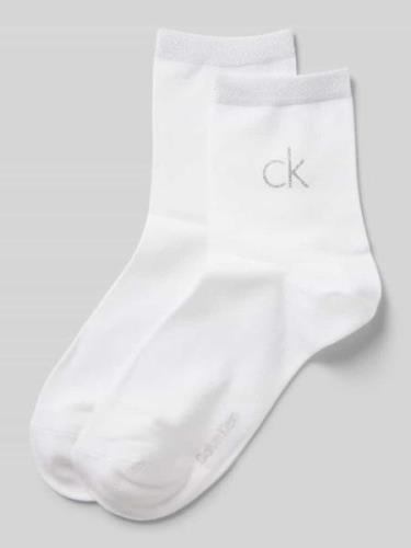 CK Calvin Klein Socken mit Label-Print im 2er-Pack in Weiss, Größe 35-...