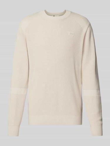 G-Star Raw Strickpullover mit Label-Stitching in Offwhite, Größe L