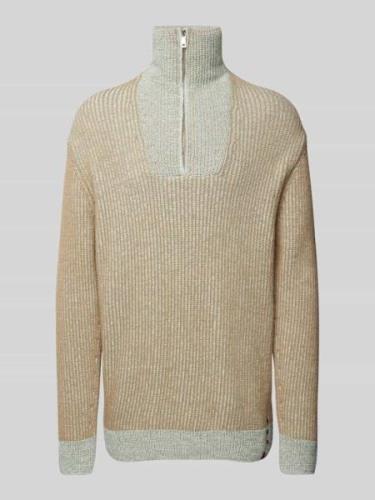 Scotch & Soda Strickpullover mit Stehkragen in Sand, Größe L