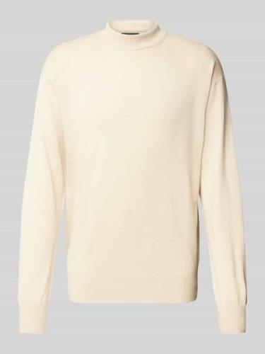 Scotch & Soda Strickpullover mit Stehkragen in Beige, Größe L