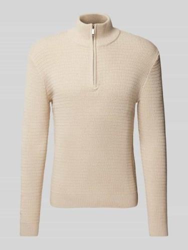 SELECTED HOMME Strickpullover mit Stehkragen Modell 'THEO' in Offwhite...