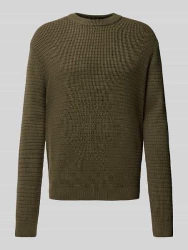 SELECTED HOMME Strickpullover mit gerippten Abschlüssen in Dunkelgruen...