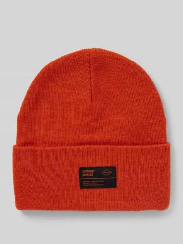 Superdry Beanie mit Label-Patch Modell 'WORKWEAR' in Orange, Größe 1