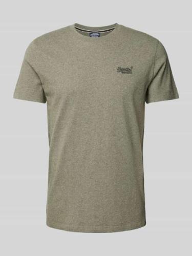 Superdry T-Shirt mit Label-Stitching in Hellgruen, Größe L