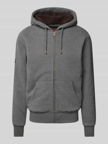 Superdry Sweatjacke mit Label-Stitching Modell 'Borg' in Anthrazit Mel...