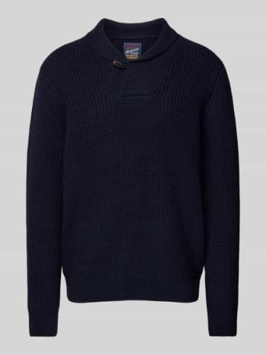 Superdry Strickpullover mit Stehkragen in Dunkelblau, Größe L