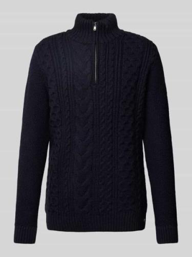 Superdry Strickpullover mit Zopfmuster Modell 'Jacob' in Dunkelblau Me...