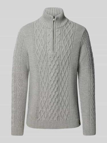 Superdry Strickpullover mit Zopfmuster Modell 'Jacob' in Mittelgrau, G...