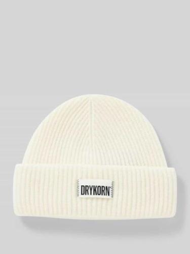 Drykorn Beanie mit Label-Patch Modell 'NEREA' in Ecru, Größe 1