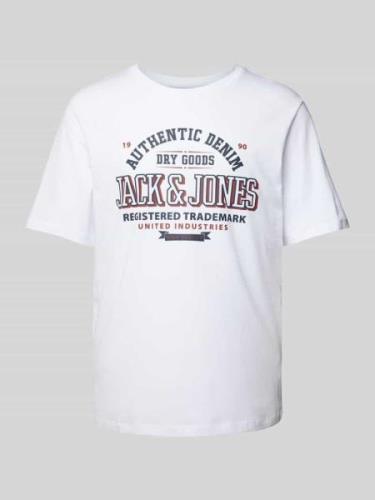 Jack & Jones T-Shirt mit Label-Print Modell 'ELOGO' in Weiss, Größe M