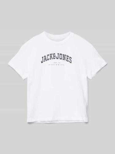 Jack & Jones T-Shirt mit Label-Print Modell 'CALEB' in Weiss, Größe 14...