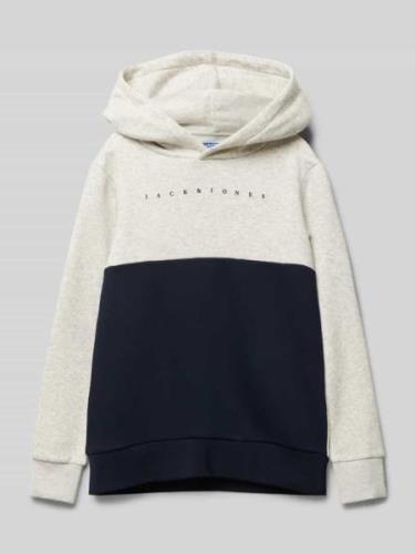 Jack & Jones Hoodie mit Label-Print Modell 'STAR' in Hellgrau Melange,...