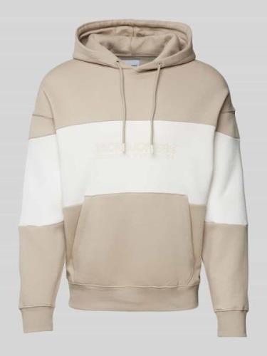 Jack & Jones Hoodie mit Label-Print Modell 'LEGACY' in Beige, Größe L