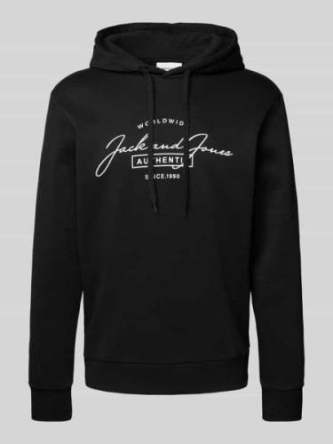 Jack & Jones Hoodie mit Label-Print Modell 'FERRIS' in Black, Größe L