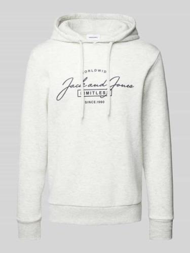 Jack & Jones Hoodie mit Label-Print Modell 'FERRIS' in Offwhite Melang...