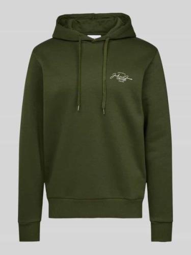 Jack & Jones Hoodie mit Label-Print Modell 'FERRIS' in Dunkelgruen, Gr...