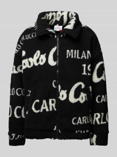 CARLO COLUCCI Sweatjacke mit durchgehendem Reißverschluss in Black, Gr...