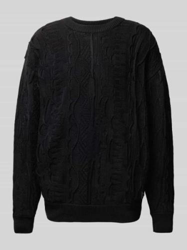 CARLO COLUCCI Strickpullover mit Label-Badge in Black, Größe L