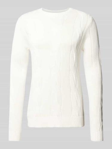 Lindbergh Strickpullover mit Zoopfmuster in Offwhite, Größe L