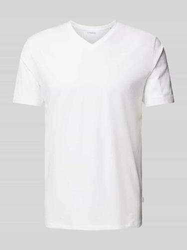 Lindbergh T-Shirt mit V-Ausschnitt in Offwhite, Größe L