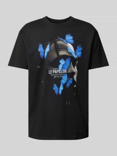 Mister Tee T-Shirt mit Motiv-Print Modell 'LE PAPILLON' in Black, Größ...