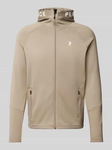 PEAK PERFORMANCE Sweatjacke mit Label-Print Modell 'Rider' in Beige, G...