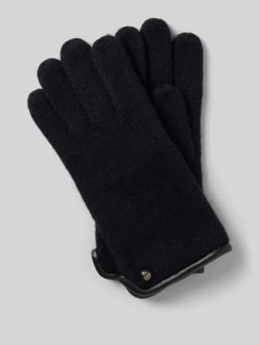 Roeckl Handschuhe aus Schurwolle mit Ziernähten in Black, Größe 8,5