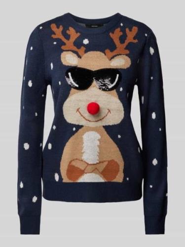 Vero Moda Pullover mit Weihnachtsmotiv Modell 'NEWT INSEL' in Marine, ...