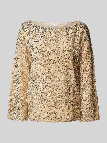 Vila Longsleeve mit Paillettenbesatz Modell 'FAITH' in Gold, Größe M