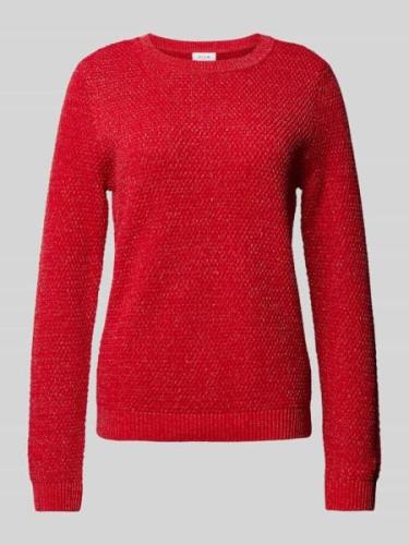 Vila Strickpullover mit Effektgarn Modell 'DALO' in Rot, Größe M