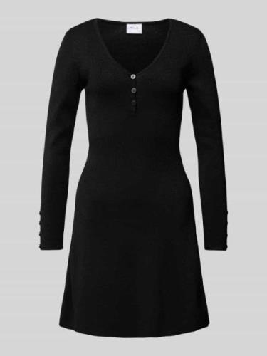 Vila Knielanges Kleid mit V-Ausschnitt Modell 'LIZETTA' in Black, Größ...