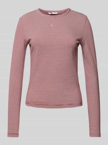 Tommy Jeans Longsleeve mit Label-Stitching und Rundhalsausschnitt in R...