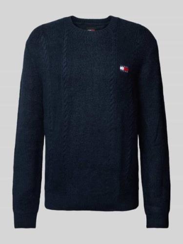 Tommy Jeans Strickpullover mit Zopfmuster Modell 'SLIM CABLE' in Marin...