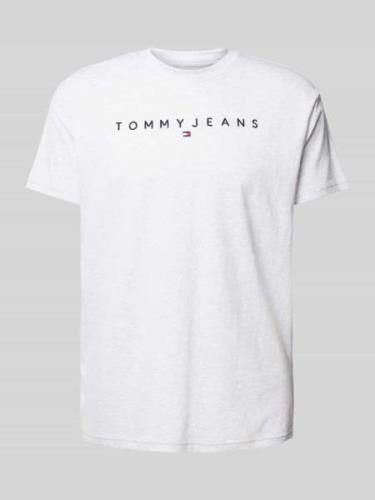 Tommy Jeans T-Shirt mit Label-Stitching in Hellgrau Melange, Größe L