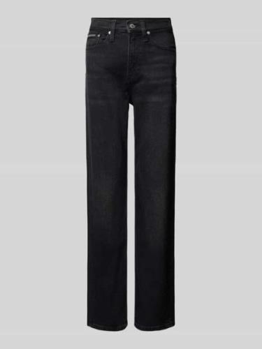 Calvin Klein Jeans Straight Fit High Waist Jeans mit Label-Detail in B...