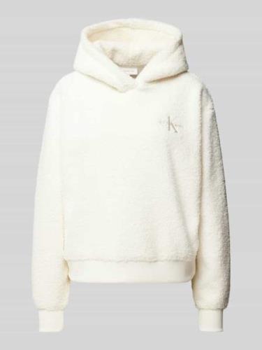 Calvin Klein Jeans Fleece-Hoodie mit Label-Stitching in Ecru, Größe M