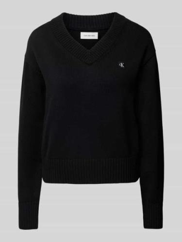 Calvin Klein Jeans Strickpullover mit Label-Patch in Black, Größe L