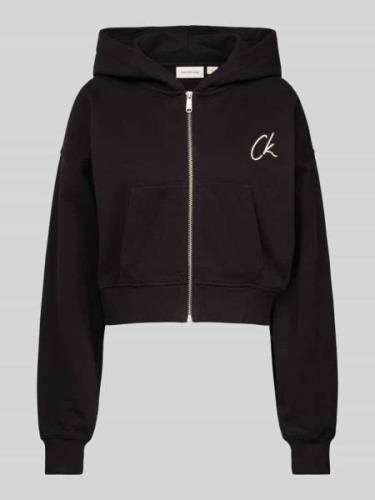 Calvin Klein Jeans Sweatjacke mit Logo-Stitching in Black, Größe L