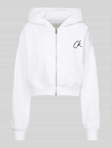 Calvin Klein Jeans Sweatjacke mit Logo-Stitching in Weiss, Größe L