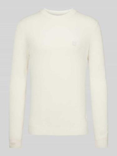 Calvin Klein Jeans Strickpullover mit Label-Badge in Offwhite, Größe L