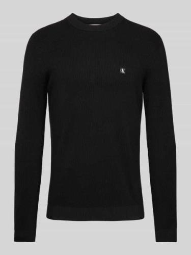 Calvin Klein Jeans Strickpullover mit Label-Badge in Black, Größe S