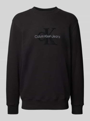 Calvin Klein Jeans Sweatshirt mit Label-Stitching in Black, Größe L