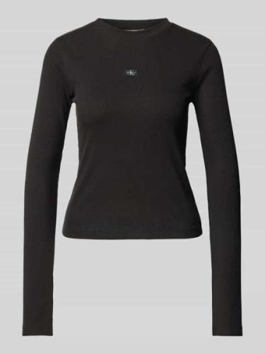 Calvin Klein Jeans Longsleeve mit geripptem Rundhalsausschnitt in Blac...