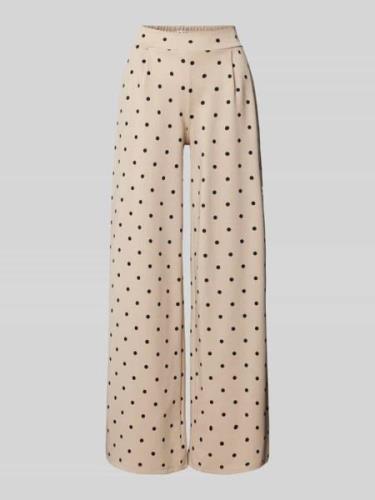 ICHI Wide Leg Stoffhose mit Bundfalten Modell 'KATE' in Beige, Größe L