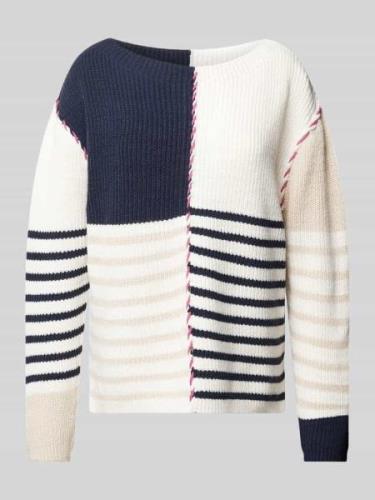 Tom Tailor Patchwork Pullover mit U-Boot-Ausschnitt in Dunkelblau, Grö...