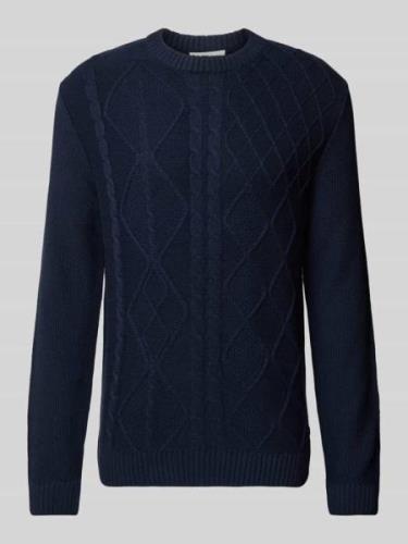 Tom Tailor Regular Fit Strickpullover mit Zopfmuster und gerippten Abs...